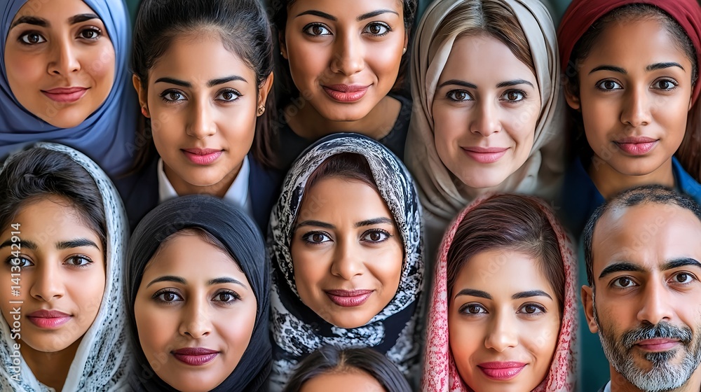 Obraz premium Diverse Faces of Different Ages and Ethnic Backgrounds Smiling