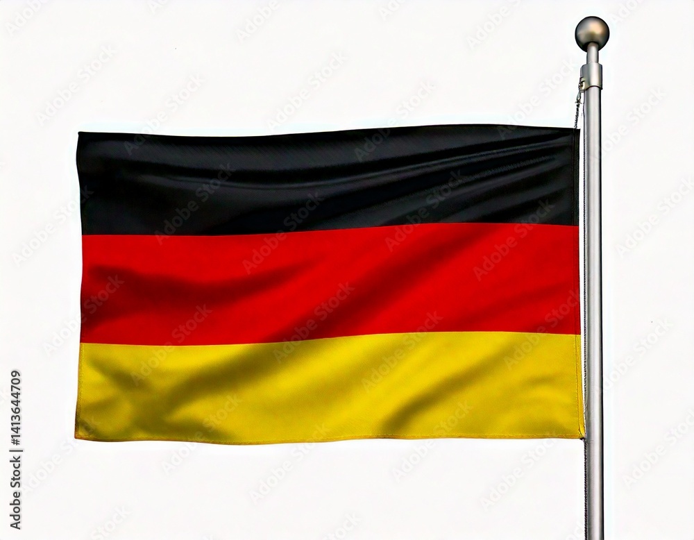 Naklejka premium Waving flag of Germany. Illustration of flag on white background