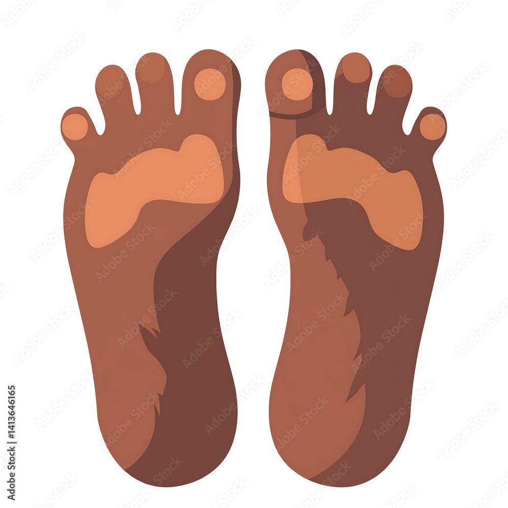 Graphic Cartoon Foot and Feet Illustration with Toes and Sole for Health and Wellness Vector Design Graphic Cartoon Foot and Feet Illustration with Toes and Sole for Health and Wellness Vector Design