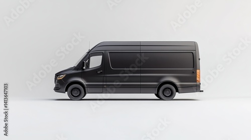 White commercial cargo van truck isolated on clean background for delivery and transport services photo