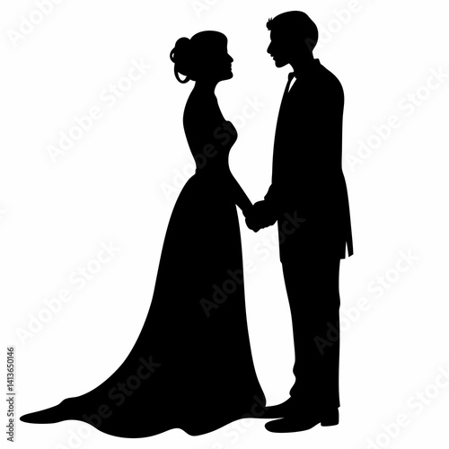 Silhouette of a romantic couple standing closely face to face