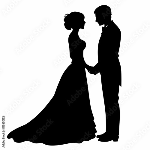 Silhouette of a romantic couple standing closely face to face