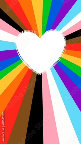 white heart on background lgbt symbol, rainbow flag, lgbtq pride month