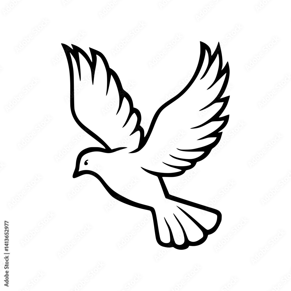 Fototapeta premium White Dove Vector Illustration - Peace Symbol
