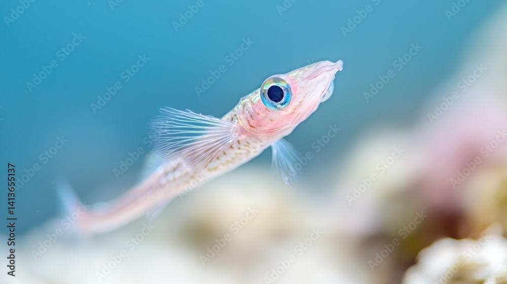 Naklejka premium Translucent pink fish underwater scene ocean wildlife nature photography