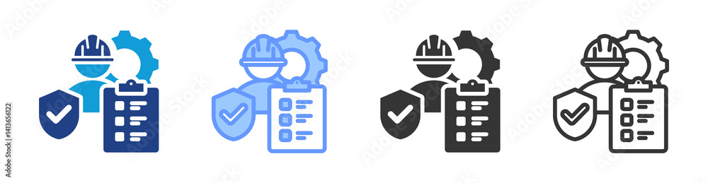 Contractor Safety Management icon set multiple style collection Contractor Safety Management icon set multiple style collection
