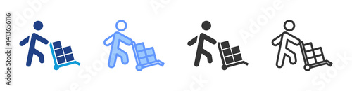 Manual Handling Techniques icon set multiple style collection
