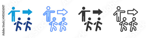 Evacuation Training icon set multiple style collection