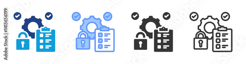 Lockout Procedures icon set multiple style collection