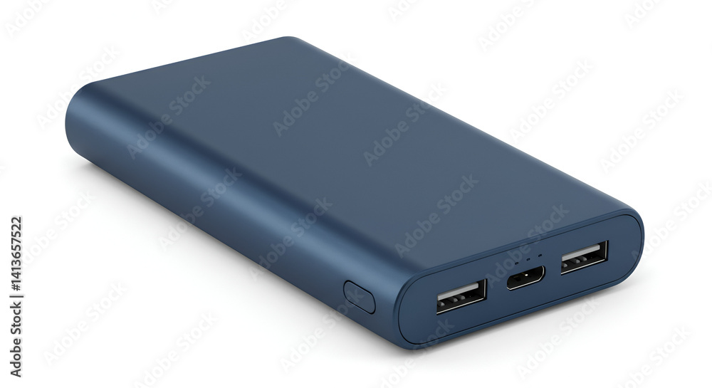 Portable charger mockup lying flat on white background Portable charger mockup lying flat on white background