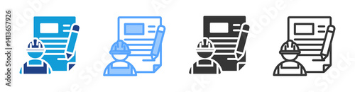 Independent Contractor icon set multiple style collection