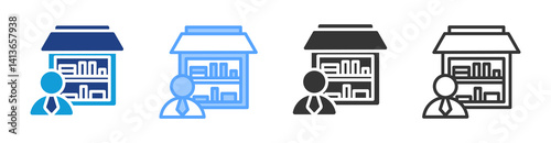 Retailer icon set multiple style collection