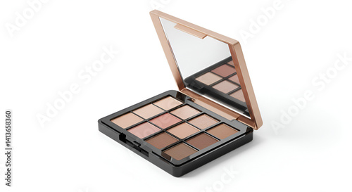 Makeup compact mockup open on white background