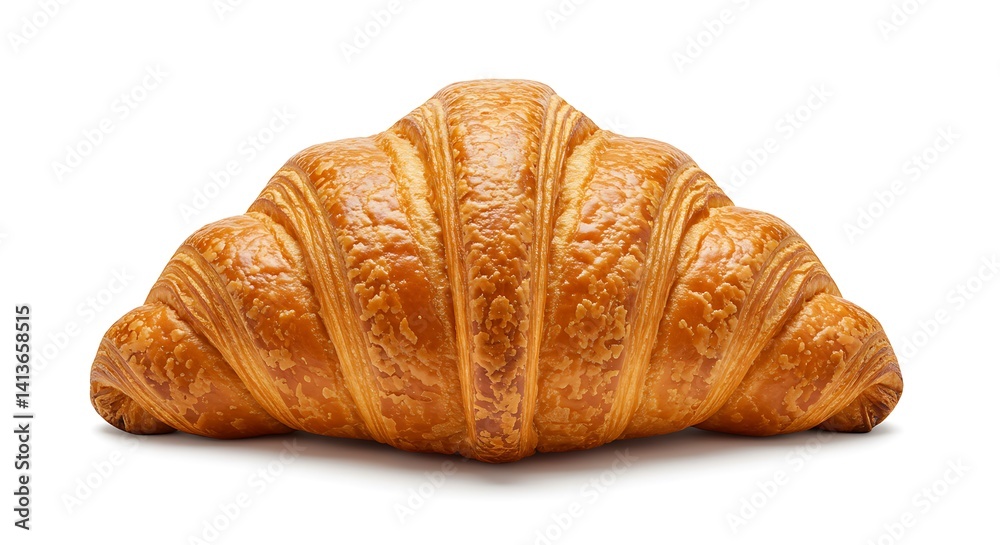 Buttery croissant with flaky texture, on a white background Buttery croissant with flaky texture, on a white background