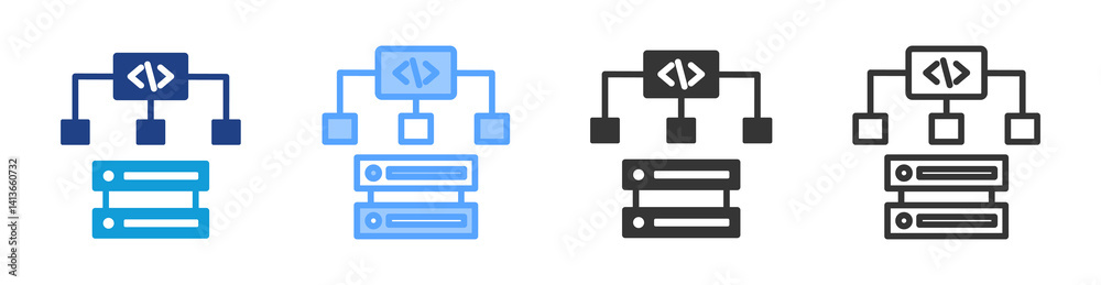 Data Code icon set multiple style collection Data Code icon set multiple style collection