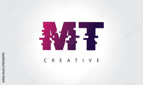 "Digital Glitch MT Letter Logo | Modern Creative Branding Design | Technology Business Identity"