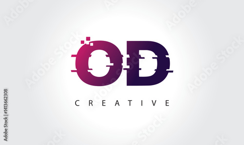 "Digital Glitch OD Letter Logo | Modern Creative Branding Design | Technology Business Identity"
