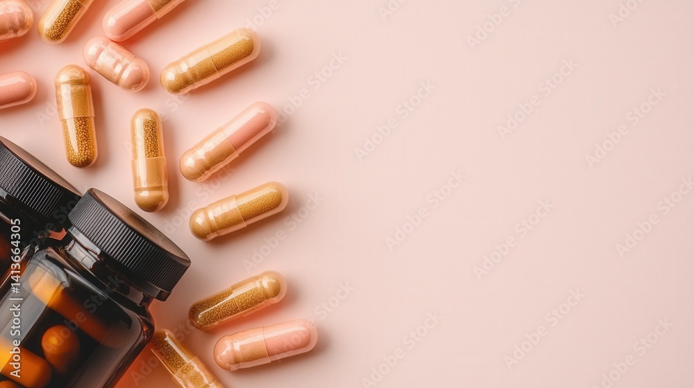 Arranged Capsules of Beta Alanine Supplement on Soft Background Arranged Capsules of Beta Alanine Supplement on Soft Background