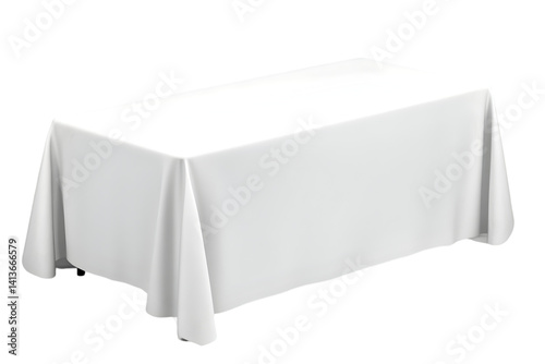 Obraz na płótnie Isolated Photo of a White Table Covered in Smooth Cloth on Transparent Background w salonie