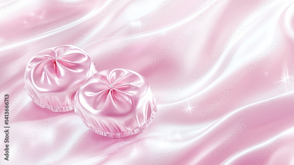 Candy wrapper-inspired background with pink foil texture and highlights, elegant shine and copy space Candy wrapper-inspired background with pink foil texture and highlights, elegant shine and copy space