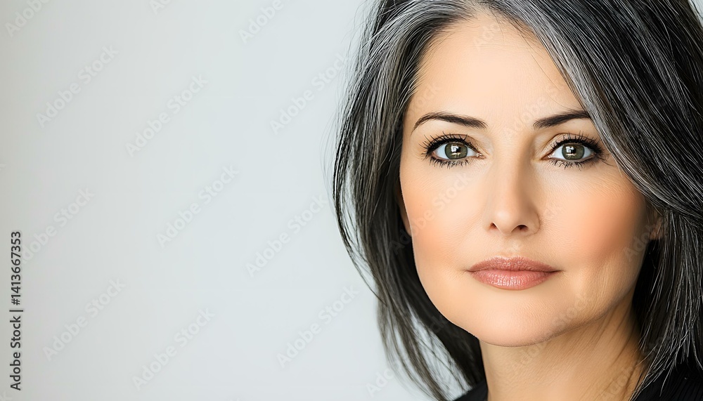 Fototapeta premium Middle Aged Woman Portrait with Gray Hair