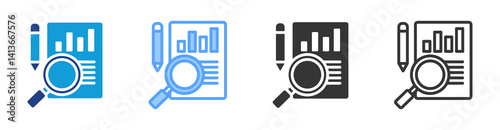 Analytical Research icon set multiple style collection