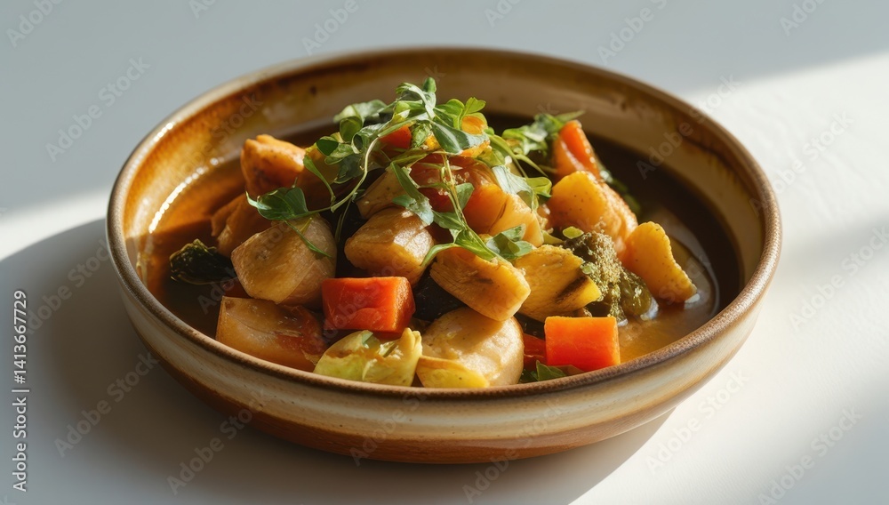 Delicious Autumn Vegetable Stew in Rustic Bowl Delicious Autumn Vegetable Stew in Rustic Bowl