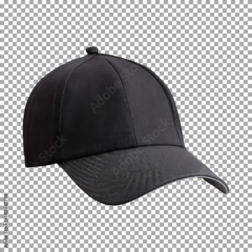 Black baseball cap mockup, Elegant Black Cap for a Modern Look on transparent background, png, psd
