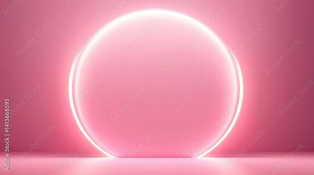 Obraz premium Gentle soft pink light glowing in the background with a smooth gradient, plenty of space for a central copy