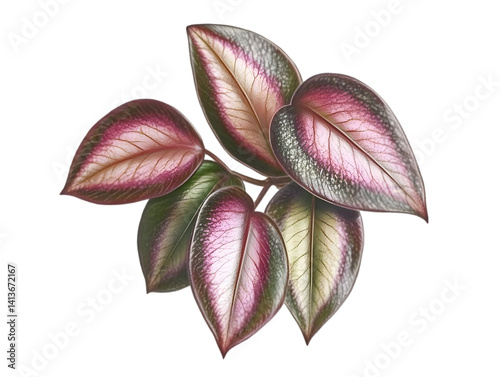 Obraz na płótnie Isolated Realistic Illustration Of Leafy Plant With Pink Green And Violet Tones w salonie