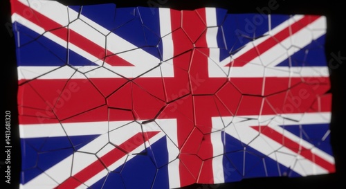 A Shattered Union Jack Flag: Symbol of Political Division and National Identity Crisis