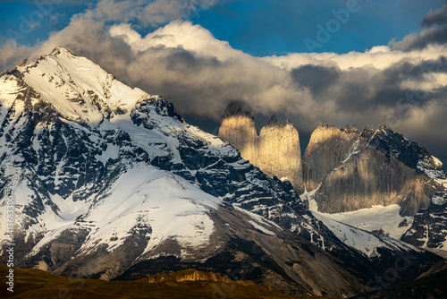 Torres del Paine and clouds, Chile