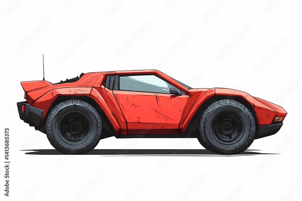 Red Sportscar Concept Art Illustration – Futuristic Motorsport Vehicle Design Red Sportscar Concept Art Illustration – Futuristic Motorsport Vehicle Design