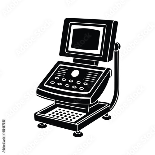 Isolated Ultrasound Machine on White Background