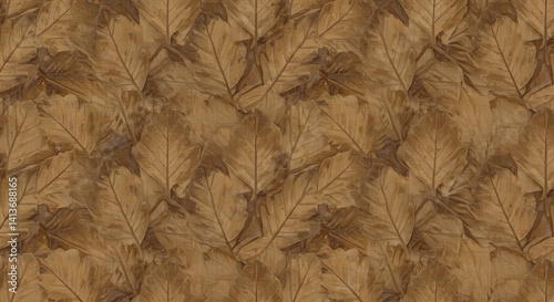 Brown leaves surface texture forming a natural pattern background