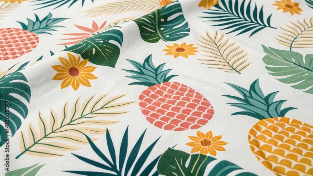 Fototapeta premium Seamless floral pattern with yellow daisies and spring leaves for a beautiful nature-inspired design. summer vibe