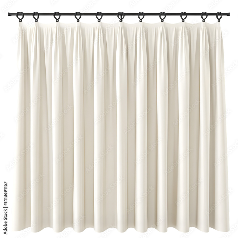 Realistic Isolated Beige Curtain Drapery Illustration in a Transparent Background