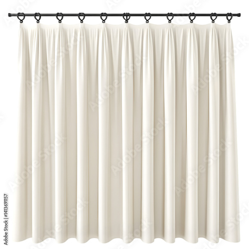 Obraz na płótnie Realistic Isolated Beige Curtain Drapery Illustration in a Transparent Background w salonie