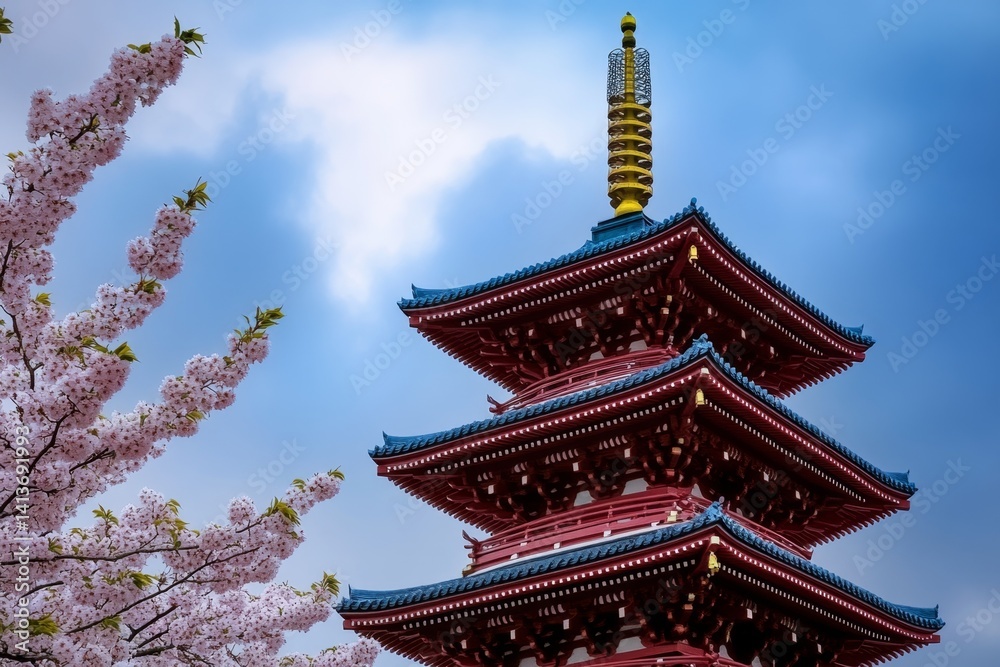 A breathtaking view of Mount Fuji at sunrise, with cherry blossoms framing the scene A breathtaking view of Mount Fuji at sunrise, with cherry blossoms framing the scene