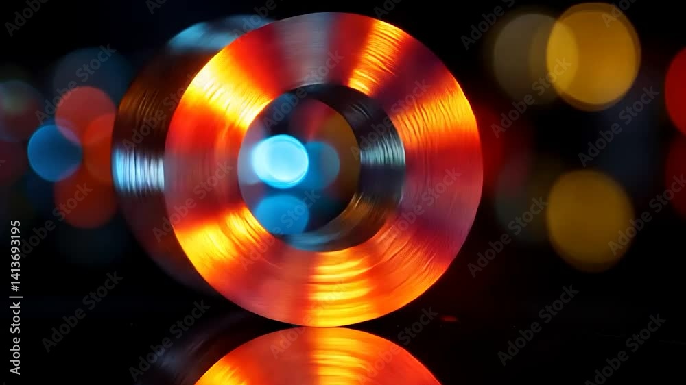 Abstract metallic rings, colorful bokeh Abstract metallic rings, colorful bokeh