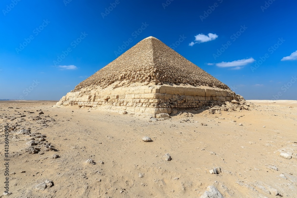 A famous Black Pyramid in Egypt, partially eroded but still preserving its mysterious aura A famous Black Pyramid in Egypt, partially eroded but still preserving its mysterious aura
