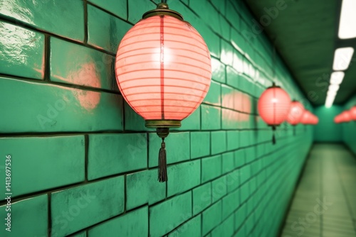 A haunted Chinese opera house where shadowy spirits perform under flickering red lanterns