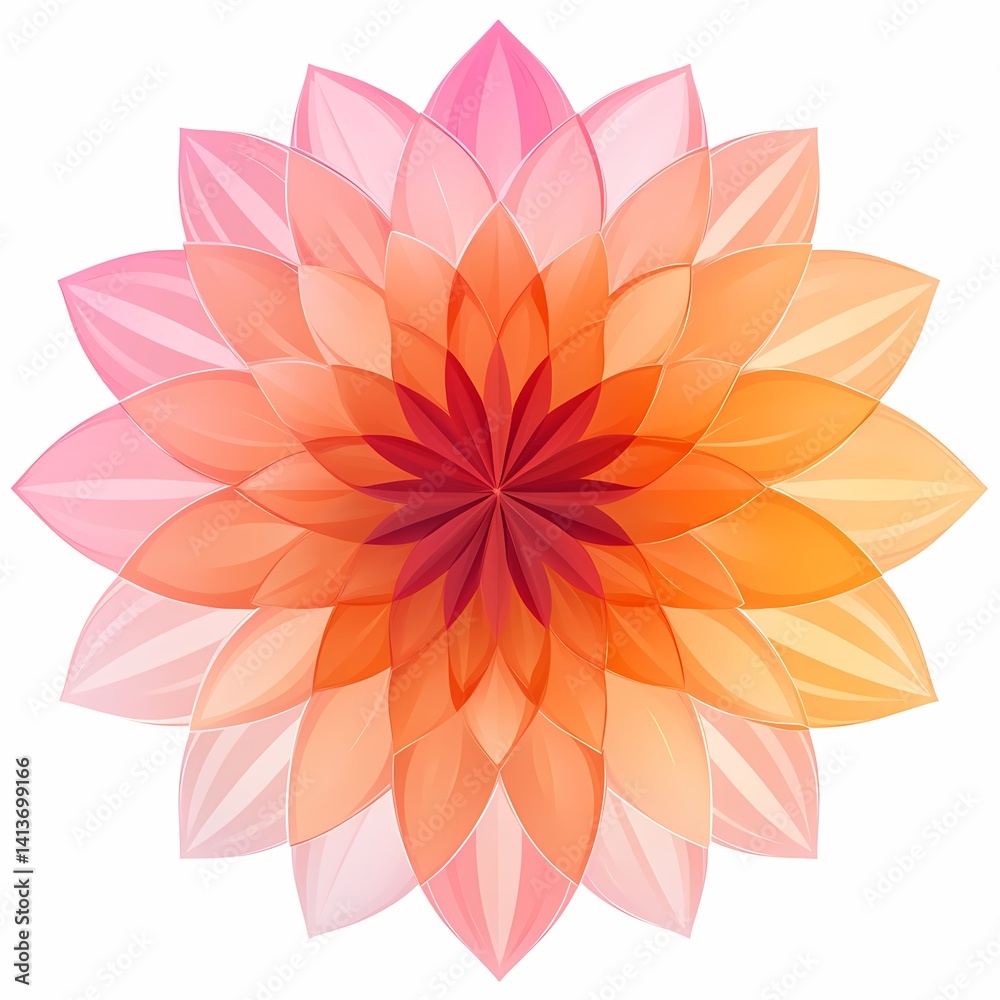 Obraz premium Colorful Flower Mandala: Abstract Floral Design with Vibrant Petals & Symmetrical Patterns
