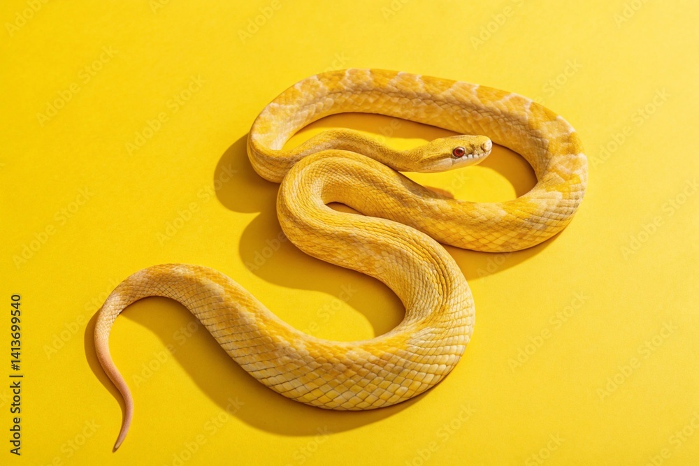 Obraz premium yellow snake on a yellow background - generated by ai