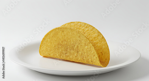 Empty Taco Shells On A White Plate For Filling With Delicious Food