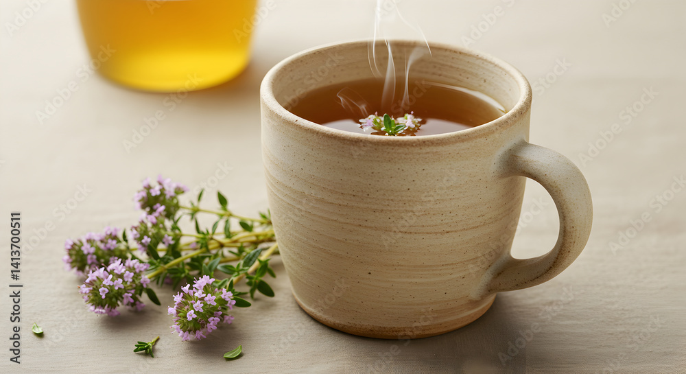 custom made wallpaper toronto digitalAromatic Thyme Infusion Warmth Herbal Tea Drink In Ceramic Cup