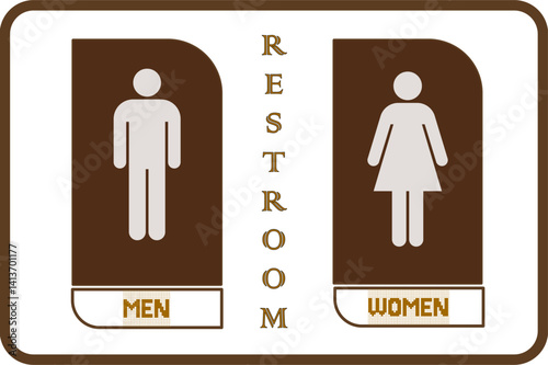 Restroom Sign  Clear Men's and Women's restroom symbols for public places
