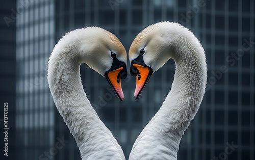 Swans Forming Heart Shape with Necks Love and Affection