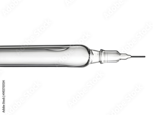 Transparent Glass Syringe Isolated on Black Background Photo