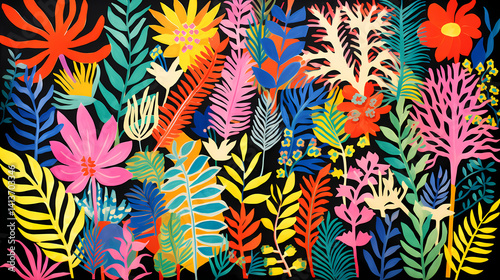 Fototapeta Naklejka Na Ścianę i Meble -  print of tropical jungle background poster decorative painting 